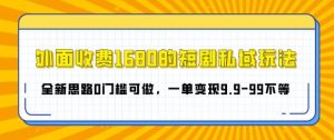 外面收费1680的短剧私域玩法,全新思路0门槛可做,一单变现9.9-99不等-王总副业网