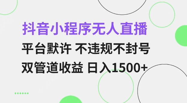 抖音小程序无人直播 平台默许 不违规不封号 双管道收益 日入多张 小白也能轻松操作-王总副业网