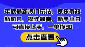 年底最新冷门玩法,京东家政新风口,操作简单,新手小白可直接上手,一单挣30-王总副业网