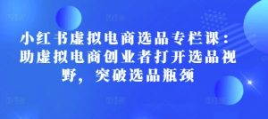 小红书虚拟电商选品专栏课:助虚拟电商创业者打开选品视野,突破选品瓶颈-王总副业网