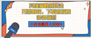 抖推猫最新玩法,小白也能月入5000+,小说推文无需剪辑,直接代发,2分钟直接搞定-王总副业网