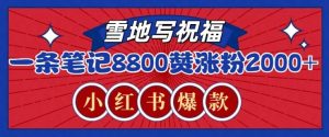 一条笔记8800+赞,涨粉2000+,火爆小红书雪地写祝福玩法-王总副业网
