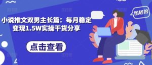 小说推文双男主长篇:每月稳定变现1.5W实操干货分享-王总副业网