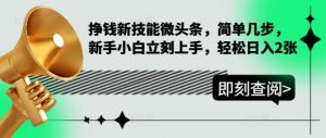 挣钱新技能微头条,简单几步,新手小白立刻上手,轻松日入200+-王总副业网