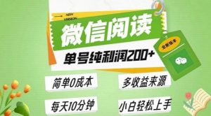 最新微信阅读6.0,每日5分钟,单号利润2张,可批量放大操作,简单0成本-王总副业网