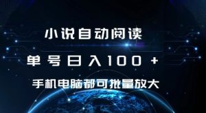 小说自动阅读 单号日入100+ 手机电脑都可 批量放大操作-王总副业网