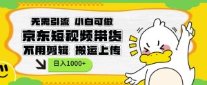 无需引流,小白可做,京东短现频带货,不用剪辑,搬运上传,日入1k-王总副业网