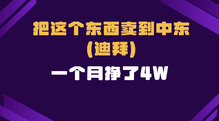 跨境电商一个人在家把货卖到迪拜，暴力项目拆解-王总副业网