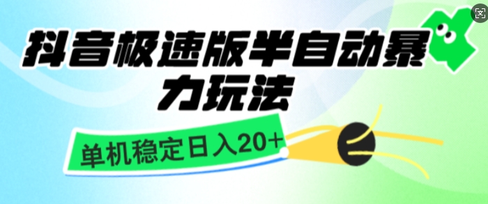 抖音极速版撸金项目，暴力变现，单机收益20+，矩阵操作收益无上限-王总副业网