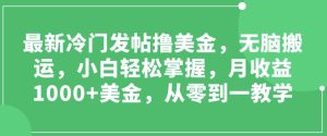 最新冷门发帖撸美金,无脑搬运,小白轻松掌握,月收益1000+美金,从零到一教学-王总副业网