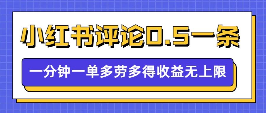 小红书留言评论，0.5元1条，一分钟一单，多劳多得，收益无上限-王总副业网