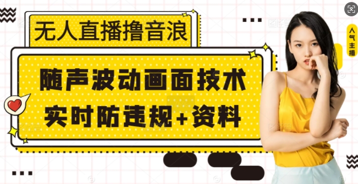 无人直播撸音浪+随声波动画面技术+实时防违规+资料-王总副业网