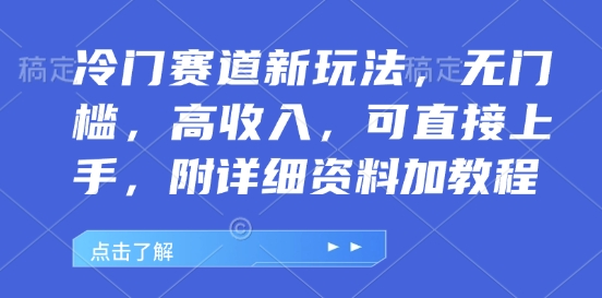 冷门赛道新玩法，无门槛，高收入，可直接上手，附详细资料加教程-王总副业网