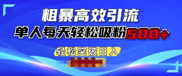 粗暴高效引流，单人每天轻松吸粉500+，轻松突破日入多张-王总副业网