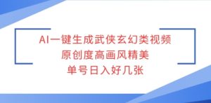 AI一键生成武侠玄幻类视频,原创度高画风精美,单号日入好几张-王总副业网